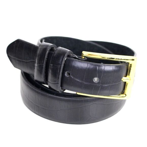 CLASSIC STYLE BLACK GENUINE LEATHER 1 1/8"Wd CASUAL DRESS MEN'S BELT Sz 34 (X85 - Picture 6 of 12
